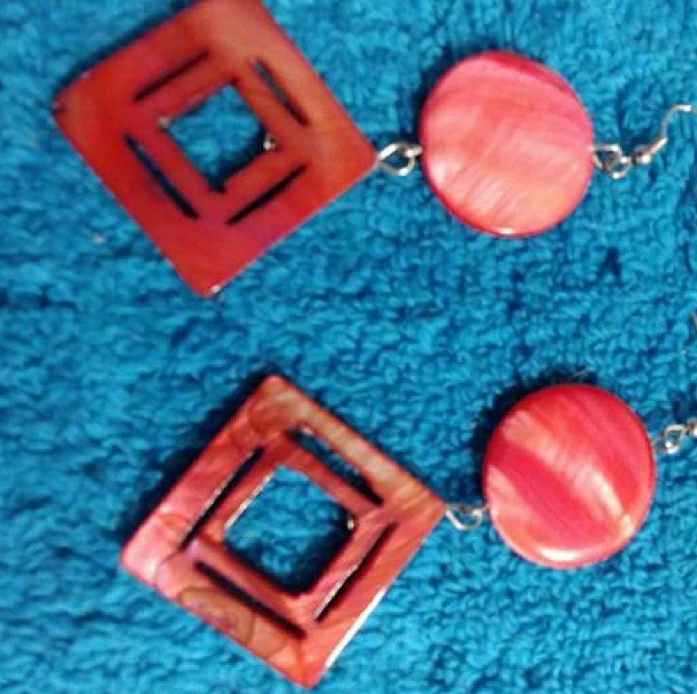 Sassy Red Dangle Earrings Silver Plated Hooks